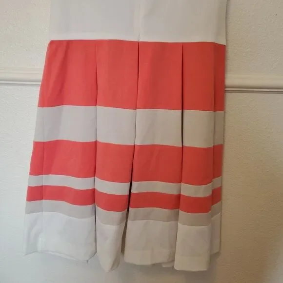 Lauren Ralph Lauren Dress Sleeveless Coral Beige Pleated Women’s Size 10 Lined - Picture 10 of 14